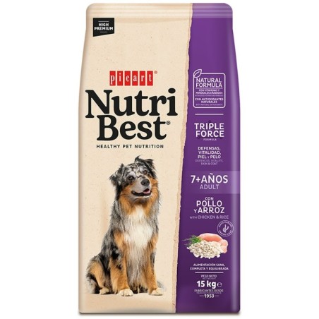 Ração para cão picart nutribest 7+ years years chicken and rice