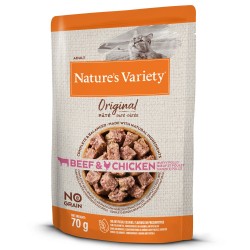 Comida húmida para gato natures variety cat original no grain vaca & frango paté | wet (saqueta)