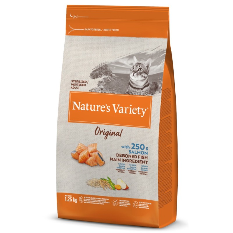 Ração para gato natures variety cat original sterilized salmão