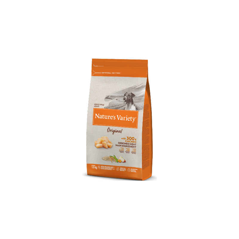 Ração para cão natures variety dog original mini adulto frango