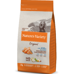 Ração para cão natures variety dog original no grain medium maxi adulto salmão
