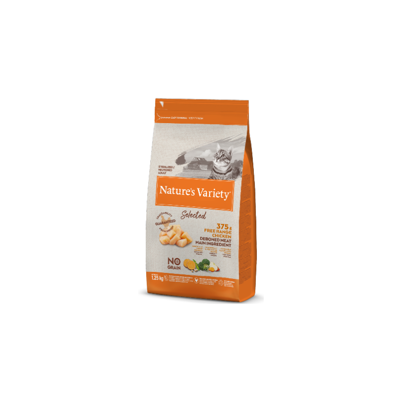 Ração para gato natures variety cat selected no grain sterilized frango campo