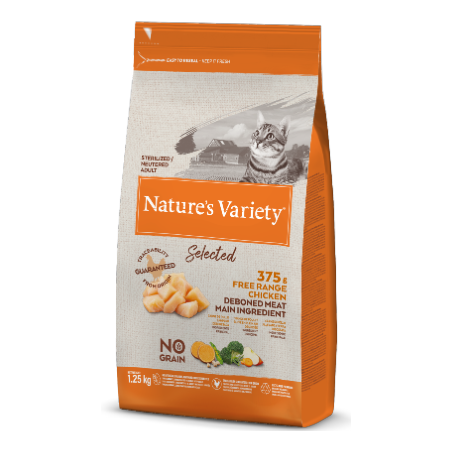 Ração para gato natures variety cat selected no grain sterilized frango campo