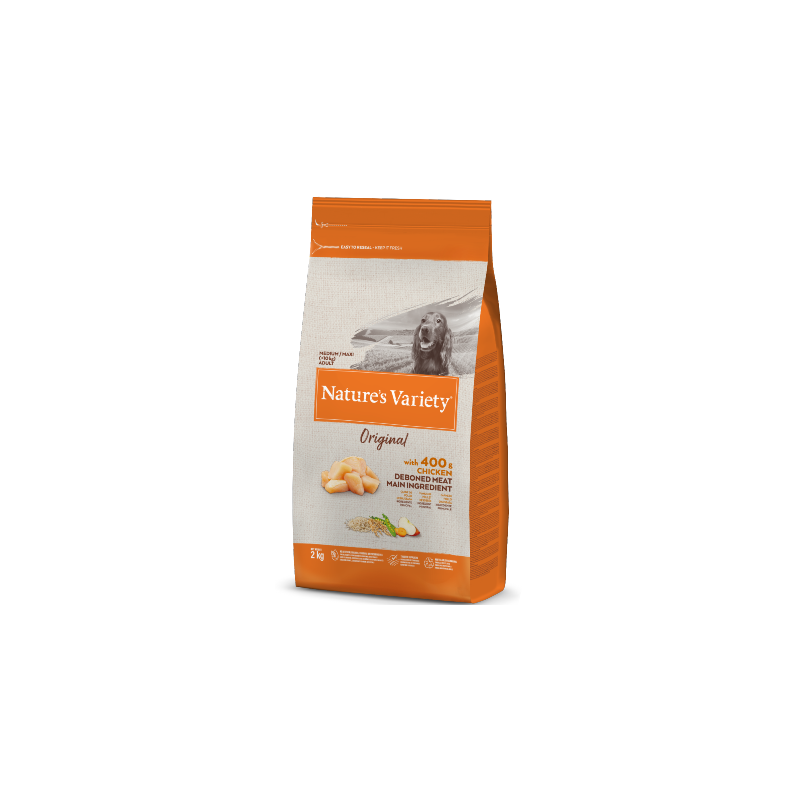 Ração para cão natures variety dog original medium maxi adulto frango