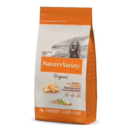 Ração para cão natures variety dog original medium maxi adulto frango