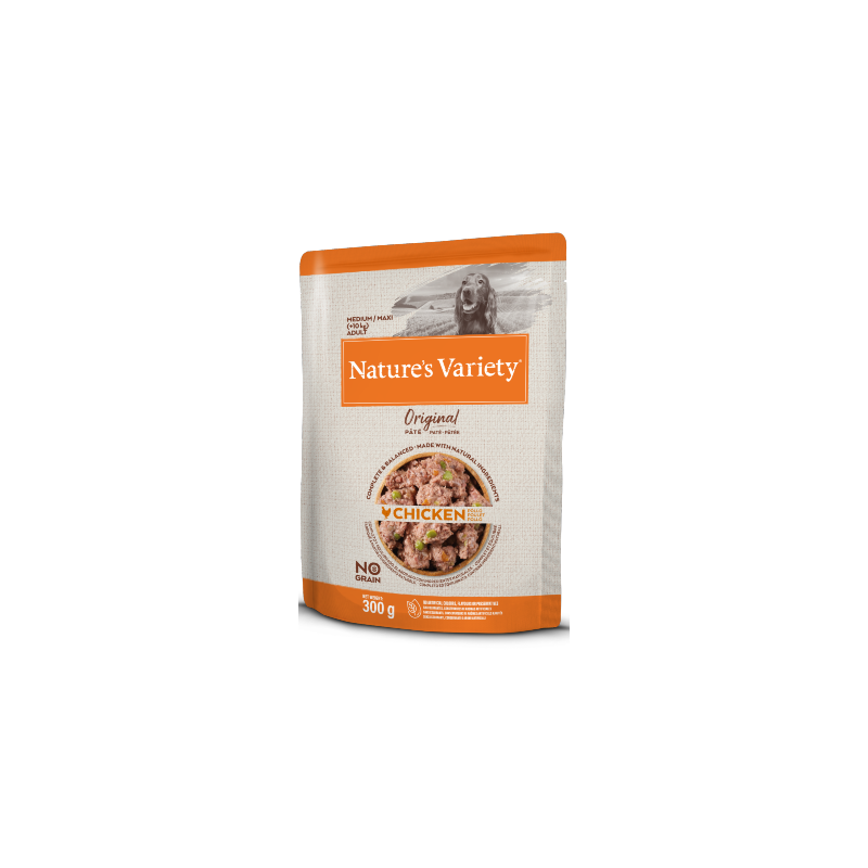 Comida húmida para cão natures variety dog original no grain medium maxi frango paté | wet (saqueta)