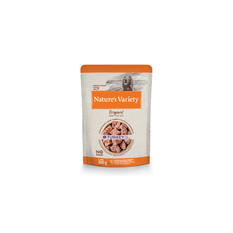 Comida húmida para cão natures variety dog original no grain medium maxi peru paté | wet (saqueta)