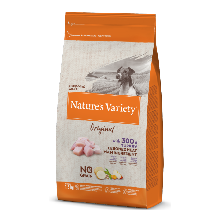 Ração para cão natures variety dog original no grain mini adulto peru