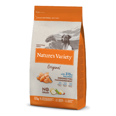 Ração para cão natures variety dog original no grain mini adulto salmão