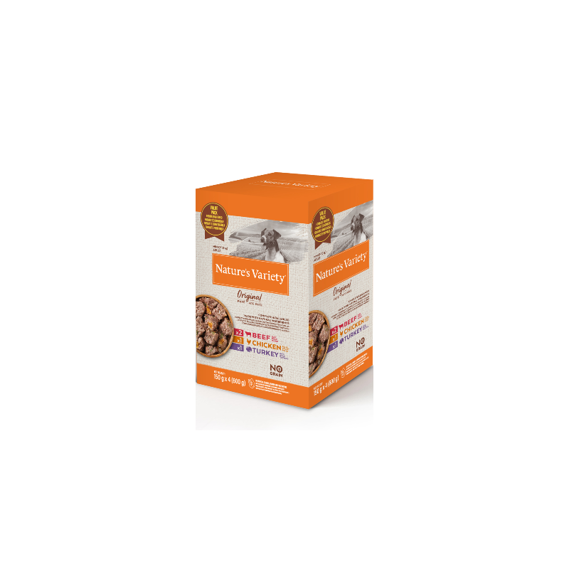 Comida húmida para cão natures variety dog original no grain mini paté multipack | wet (saqueta) | 4 x 150 g