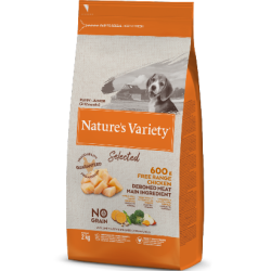 Ração para cão natures variety dog selected no grain junior frango campo