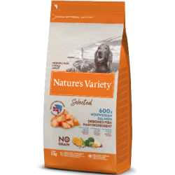 Ração para cão natures variety dog selected no grain medium maxi adulto salmão da noruega