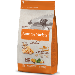 Ração para cão natures variety dog selected no grain mini adulto frango campo